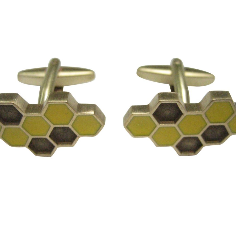 Honey Bee Honey Comb Cufflinks